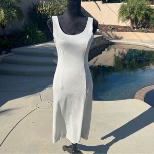 Vintage Roberta Silver Shimmer Midi Dress – Size 7/8 (Made in USA)